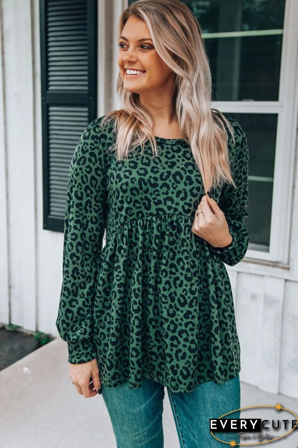 Leopard Long Sleeve Flowy Top