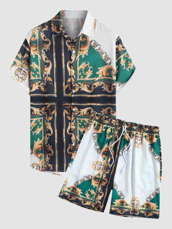Ethnic Style Printed Shirt And Shorts