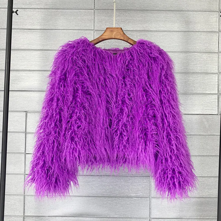 Brownm Fur Faux Korean Style Solid Color Tan Coats