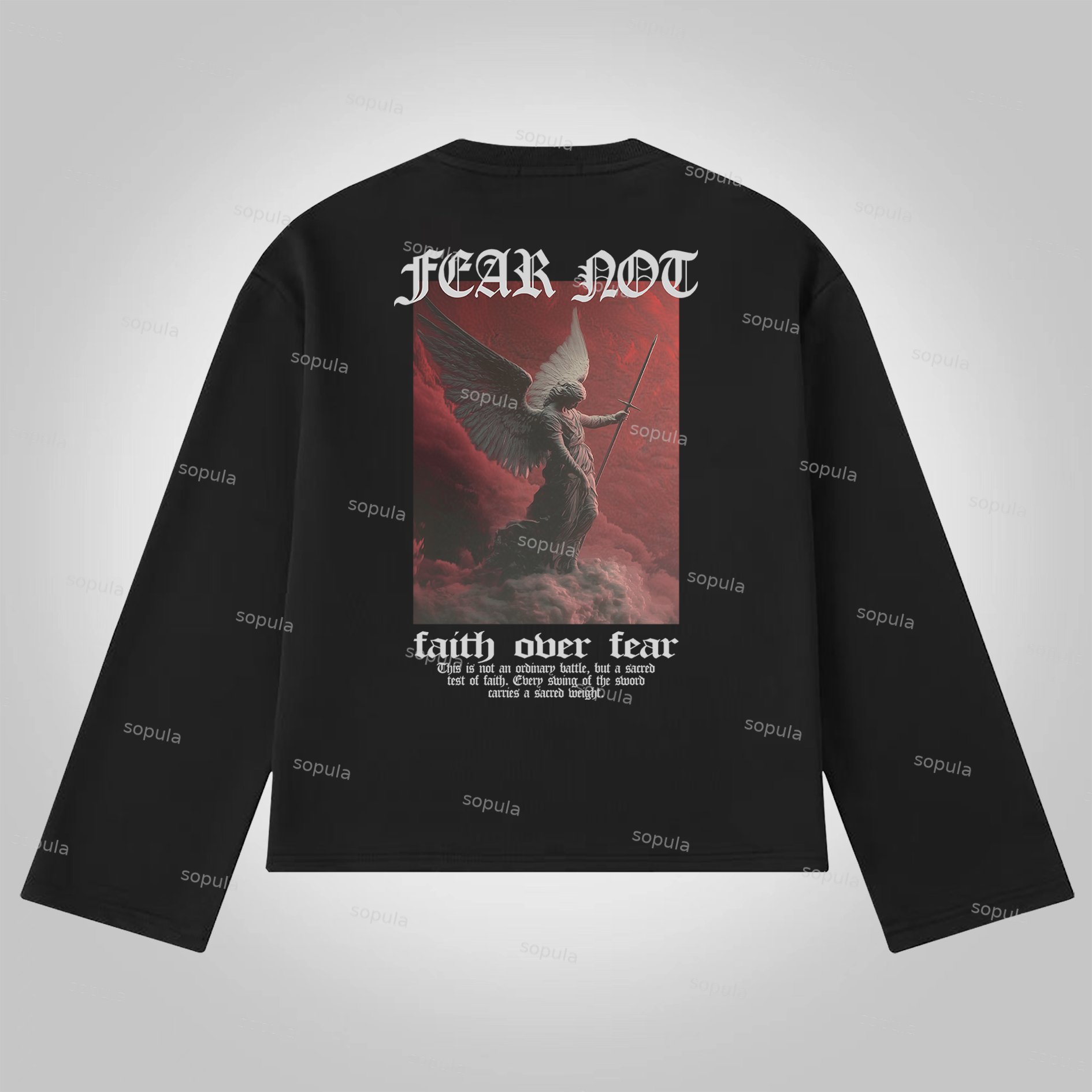 Sopula Fear Not-Faith Over Fear Print Graphic Cotton Long Sleeve T-Shirt - SOPULA