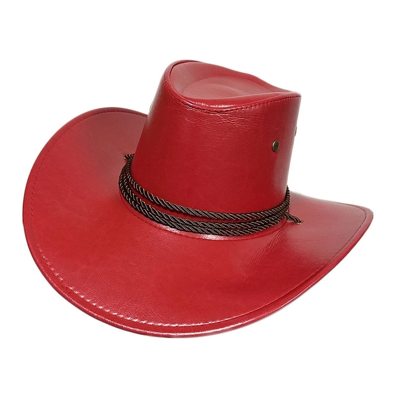 American Western Cowboy Hat Spring And Autumn Leather Men’s Mountain Climbing Spanish Women’s Sun Big Edge Sun Hat Sunscreen Travel