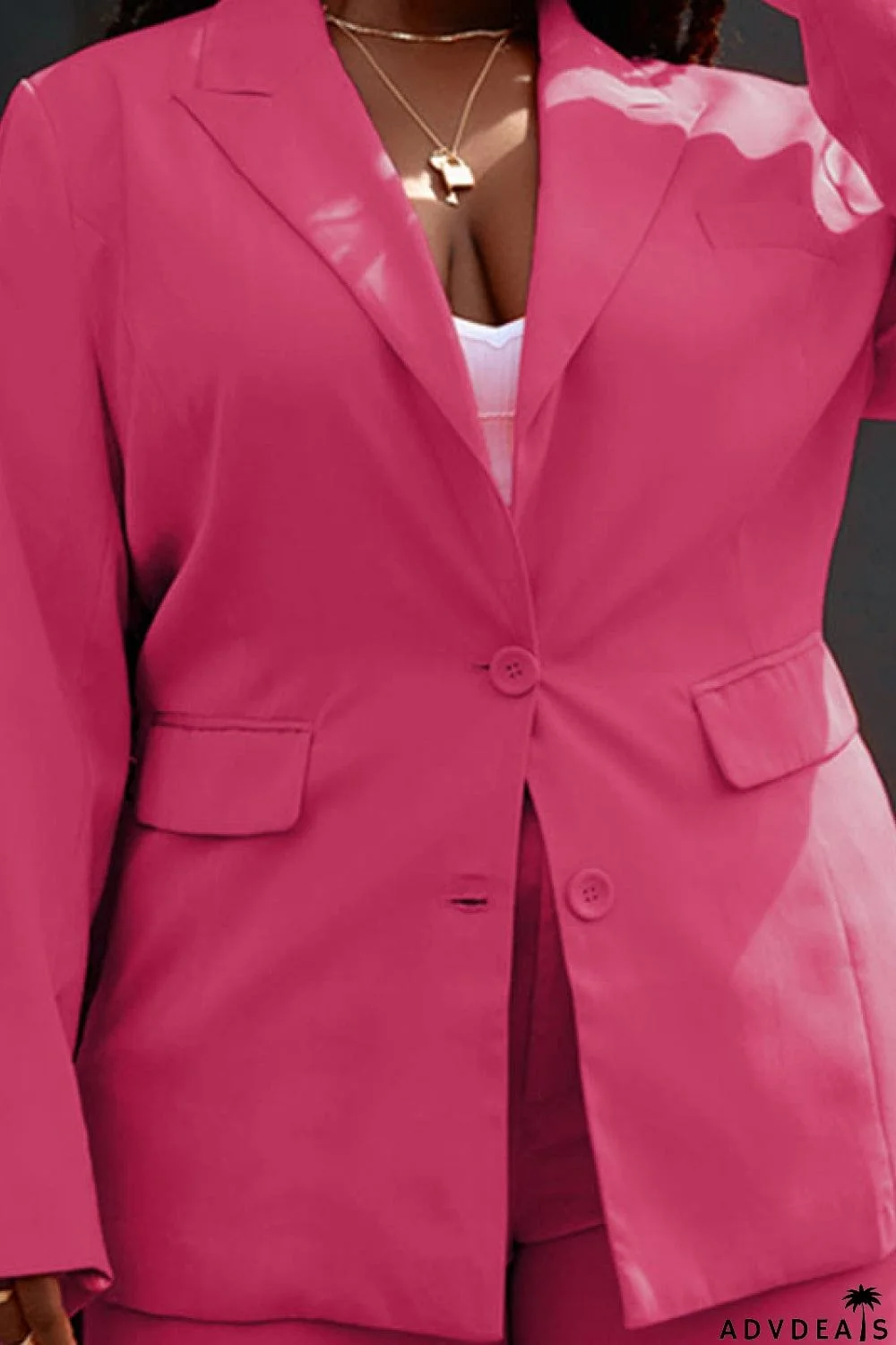 Lapel Collar Buttoned Blazer and Long Pants Set