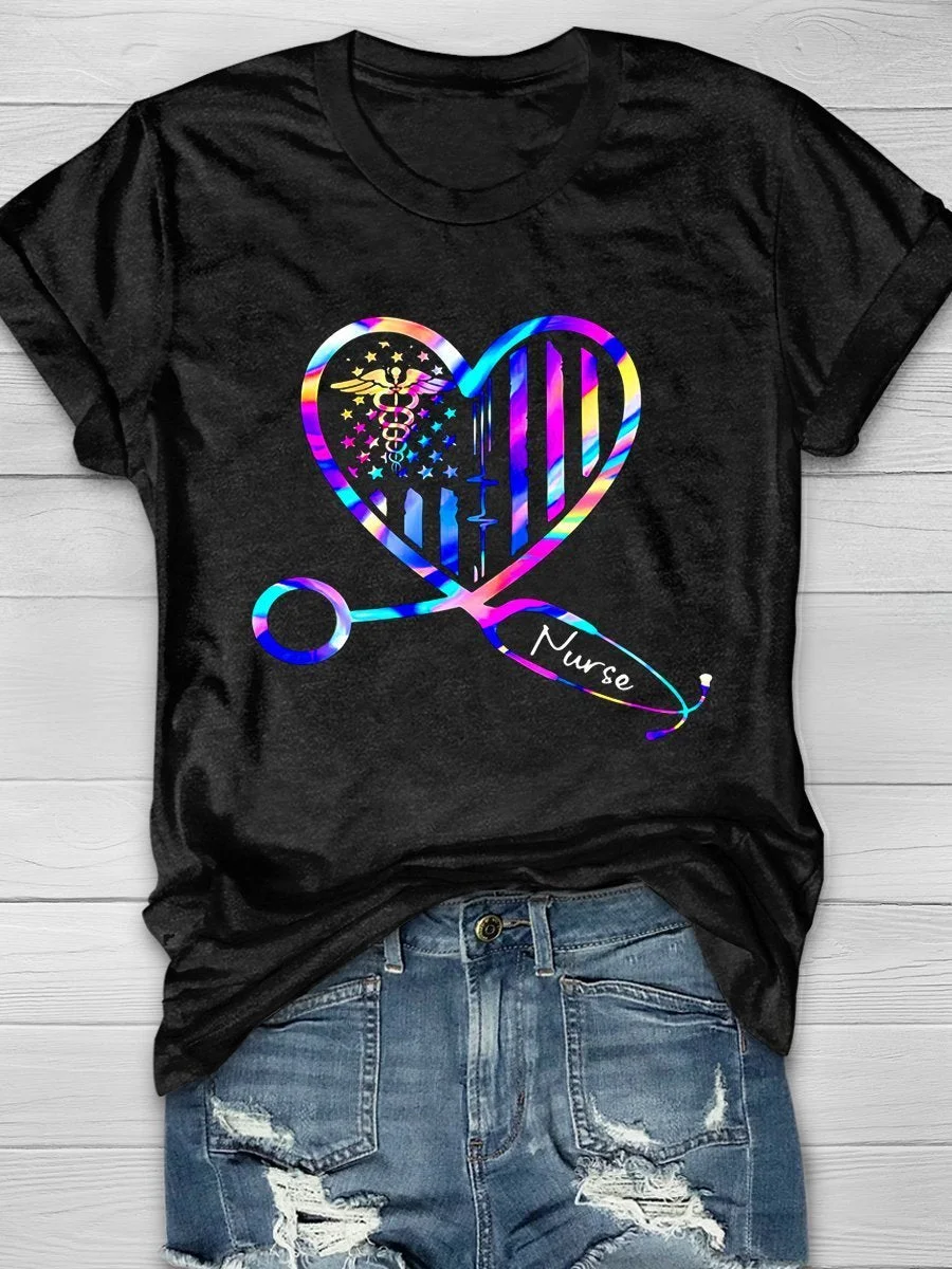 Nurse Print Short Sleeve T-shirt
