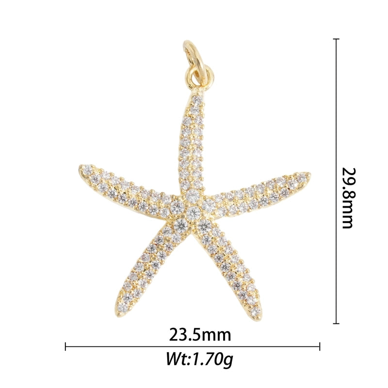 1 Piece Alloy Scallop Starfish Butterfly Pendant