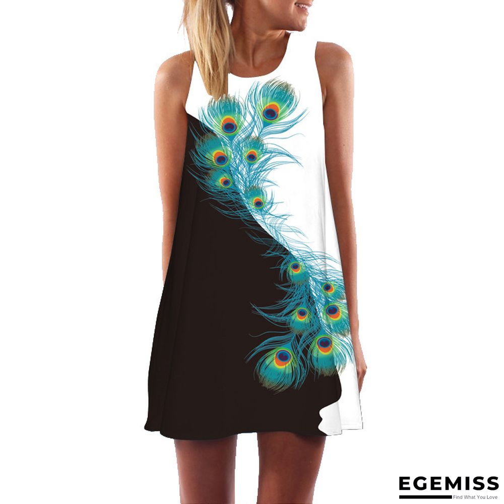 Digital Print Pullover Sleeveless Mid-length Skirt Sexy Dress | EGEMISS