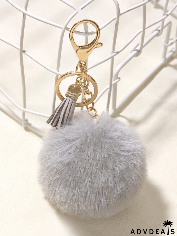 Fluffy Pom Pom Charm Keychain