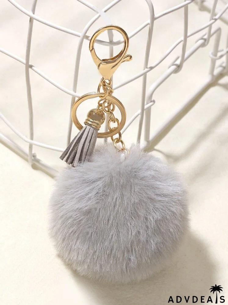Fluffy Pom Pom Charm Keychain