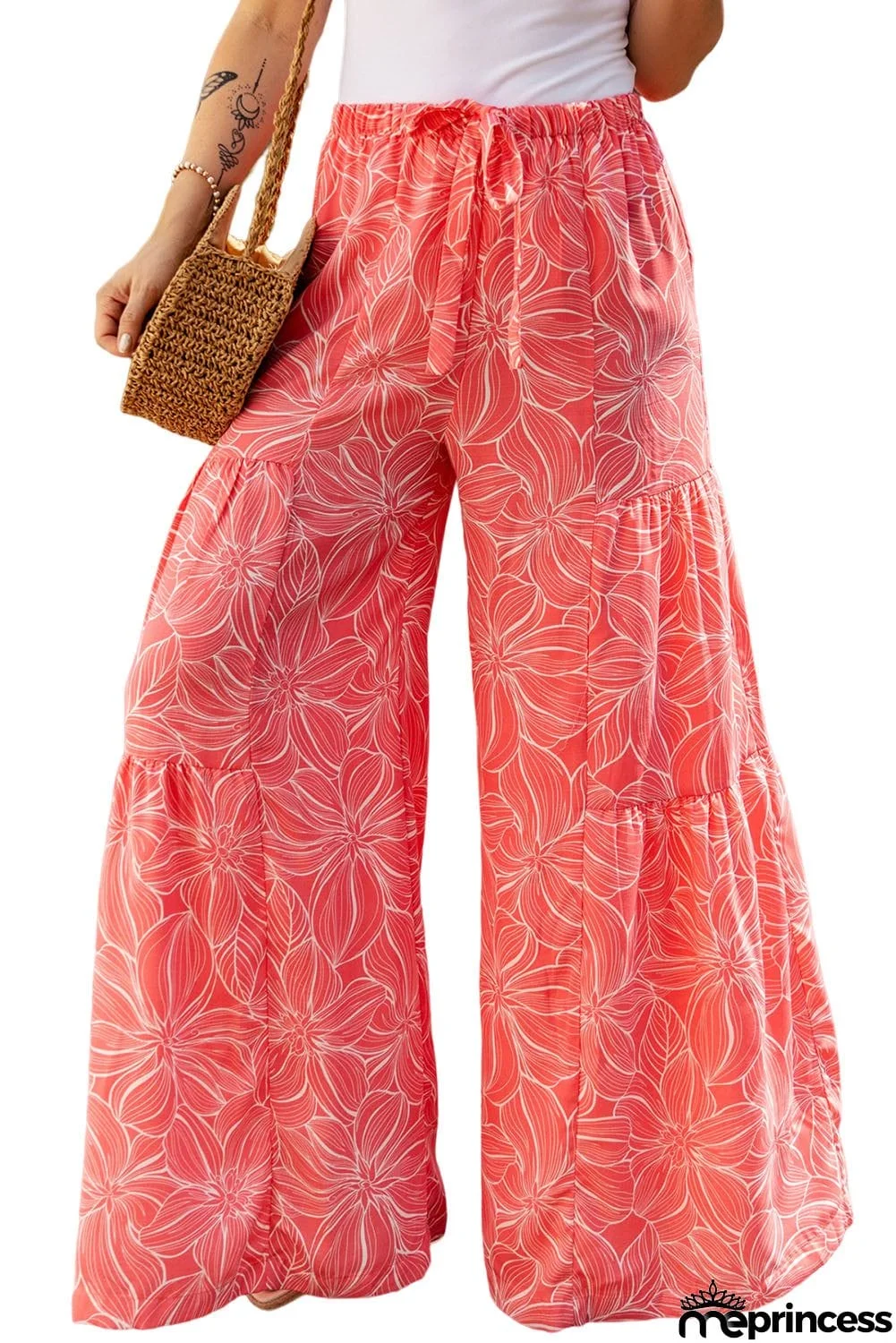 Floral Tiered Wide Leg Pants