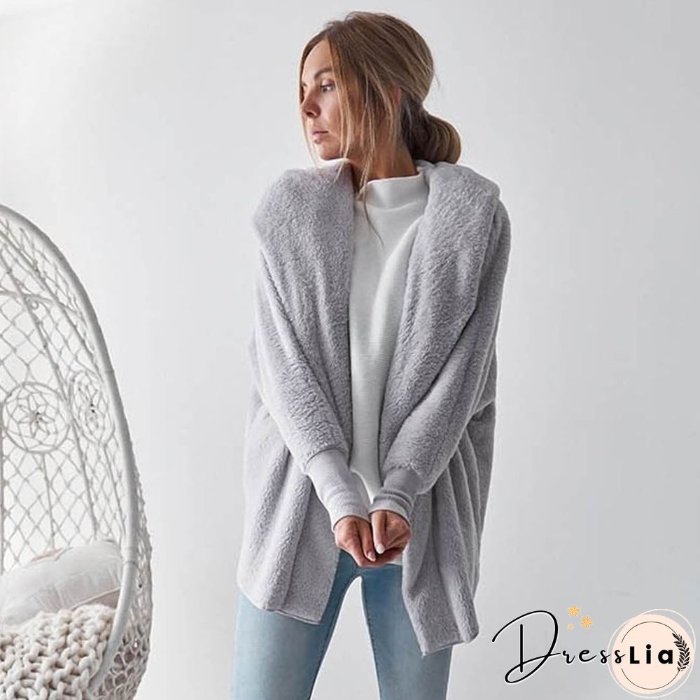 Long Sleeve Plain Hooded Sweater