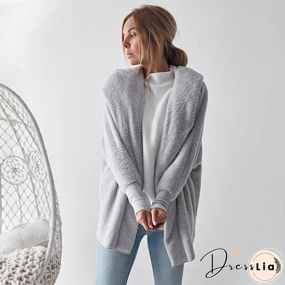 Long Sleeve Plain Hooded Sweater