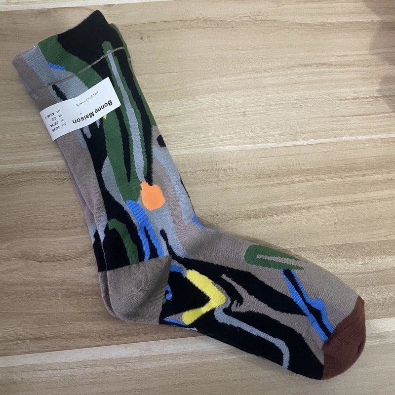 Women’s Minimalist Human Houndstooth Cotton Crew Socks A Pair