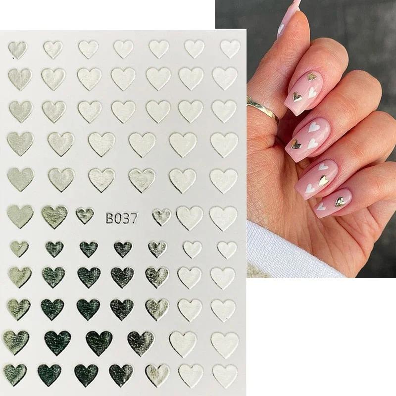 1PC 3D Nail Stickers Red Heart Love Self-Adhesive Slider Nail Art Decorations Valentine's Day Decals Manicure Accessories Tool-Nail Inspo