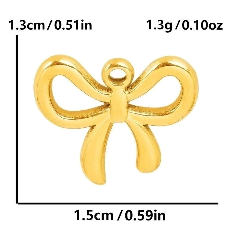 5 Pieces 28*20mm 28*42mm 33*29mm 304 Stainless Steel 18K Gold Plated Bow Knot Polished Pendant