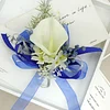 10PCS Wedding Bridal Groom Catering Business Ceremony Guests Blue White Corsage Boutonniere Wrist Bouquets Artificial Flower