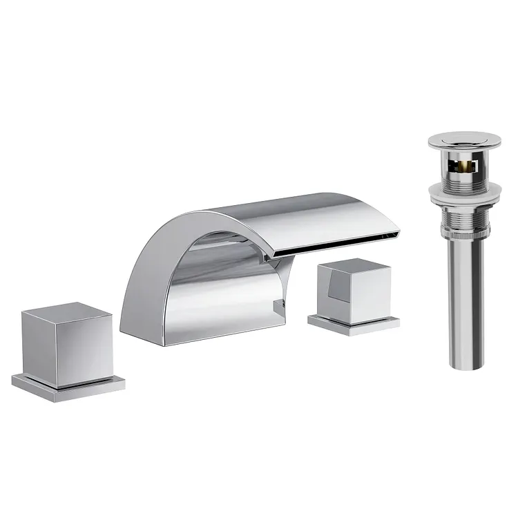  EVERSTEIN Waterfall Widespread Bathroom Sink Faucet Polished Chrome, 3.75" H