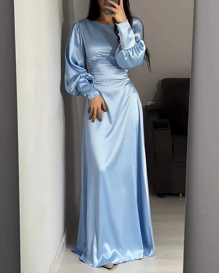 💖Women's Elegant waisted pleated cuff dress