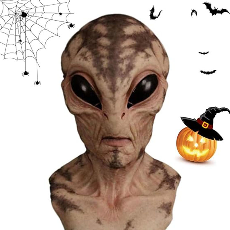 Halloween Alien Mask Latex Full Head Realistic Scary Cosplay Costume for Party & Masquerade