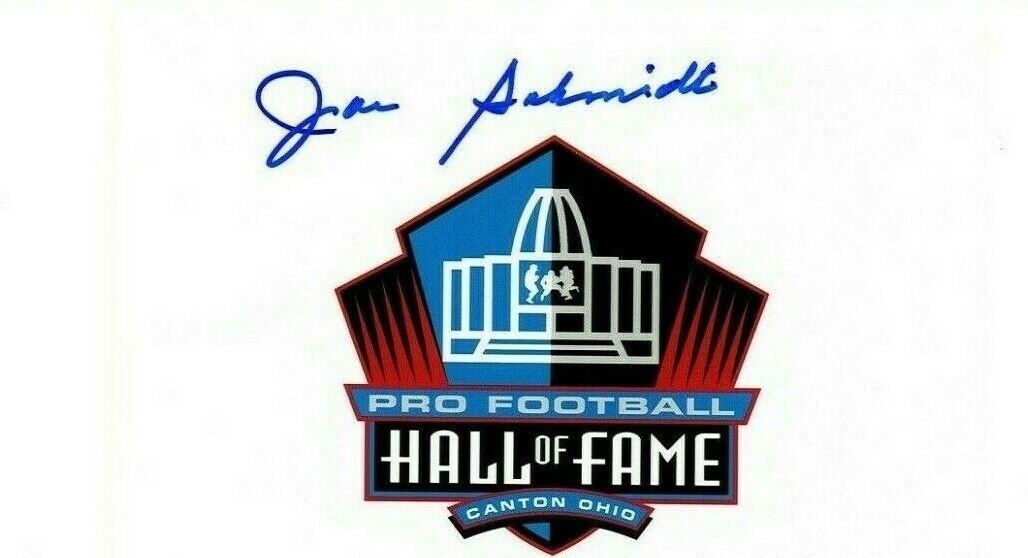 Joe Schmidt signed autograph football 4x6 Photo Poster painting Detroit Lions NFL Hall of Fame b