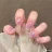 Qinice 24Pcs/Set Milkshake Diamond Lattice Wearing False Nails Tips Fall Winter Adhesive Fake Nails Removable French Press on Nail Art