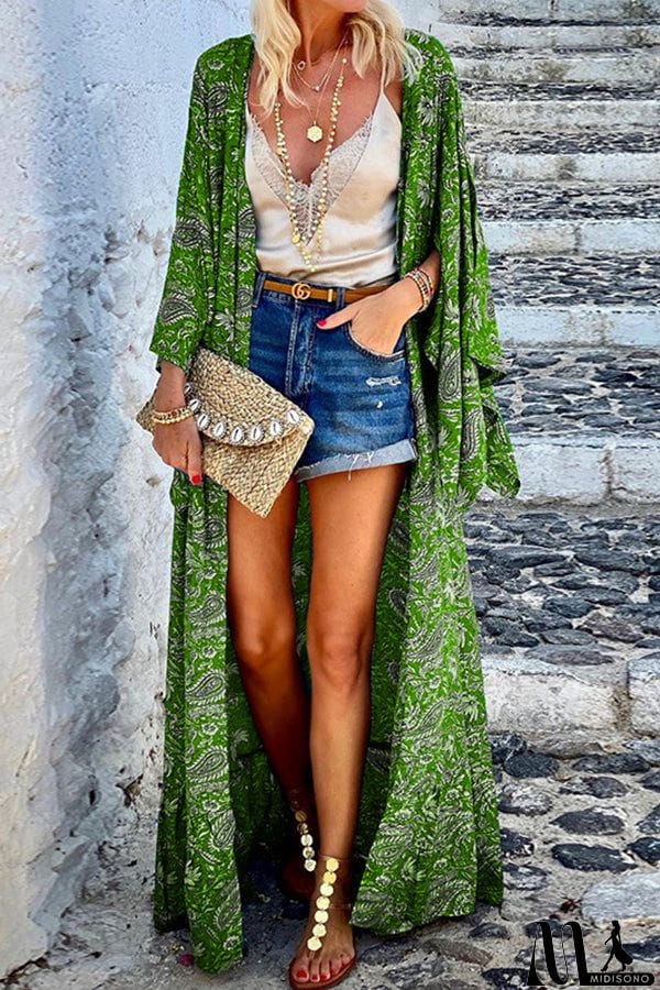 MidiSono - Can't Look Away Paisley Maxi Kimono Cover