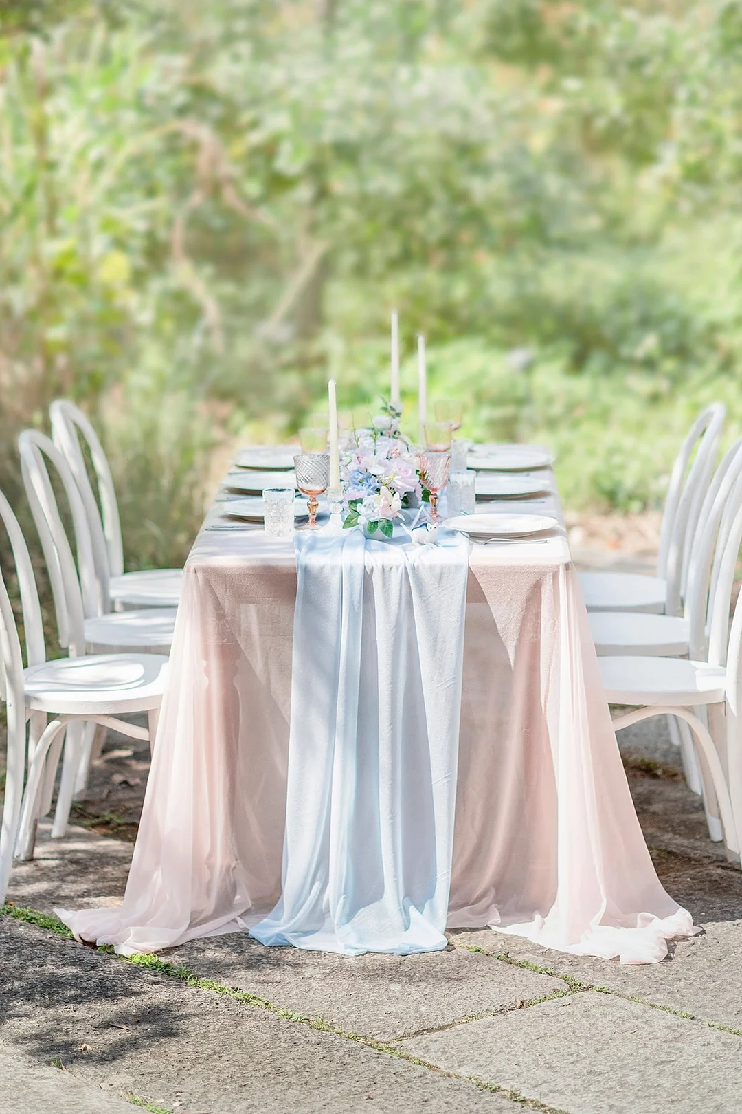 Wreath Hoop Centerpiece Set in Dusty Blue & Navy