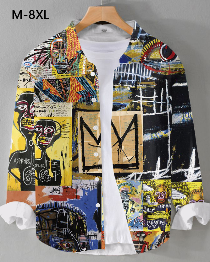 Men's Plus Size Background Wallpaper Art Paintings Long Sleeve Shirt