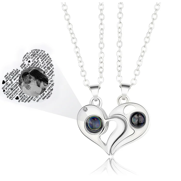 Kettenmachen Personalisierte Foto 100 Sprachen Ich Liebe Dich Projektion Halskette Magnetische Herzförmige Halskette Geschenk für Liebe Paar Halsketten