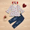 Baby Kid Girl Valentine's Day Love Letter Print 3 Pcs Sets