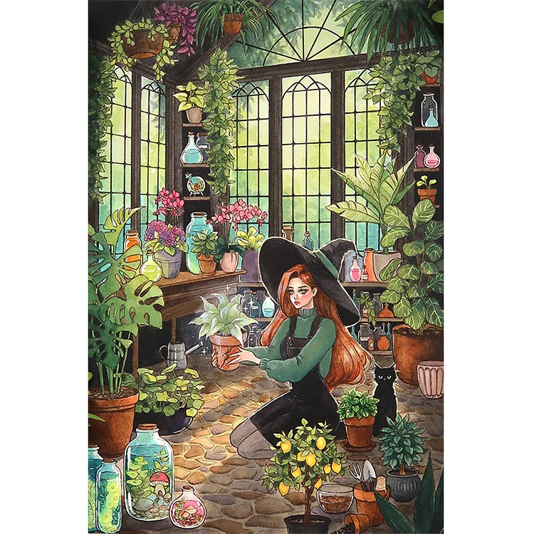 Girl Cat - Full Round - Diamond Painting(40*60cm)