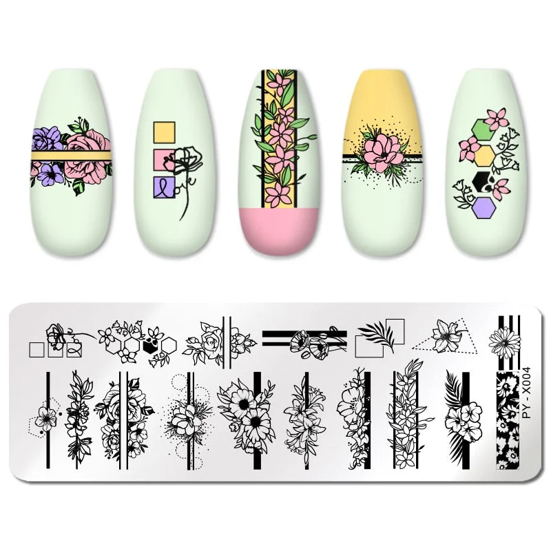 PICT YOU Valentine's Day Nail Stamping Plates Rose Flower Love Pattern Nail Art Plate Overprint Stamp Stencils Design Molds-Nail Inspo