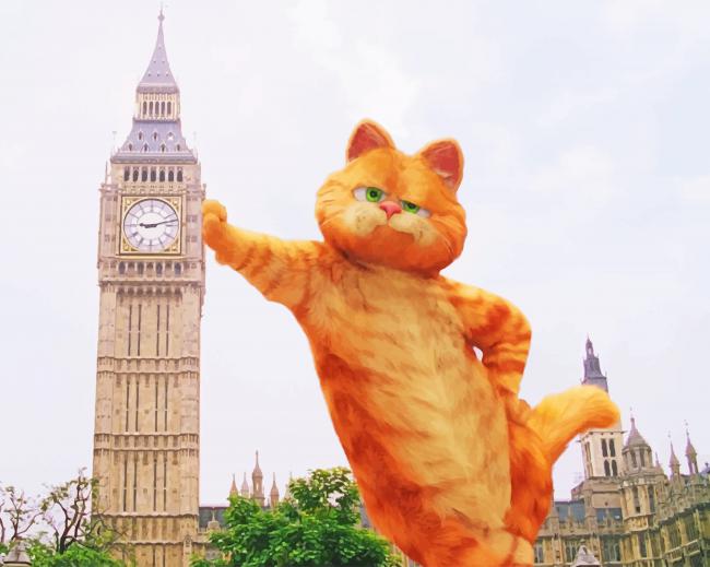 

Garfield With Big Ben – Paint By Numbers - 40*50CM, 501 Original