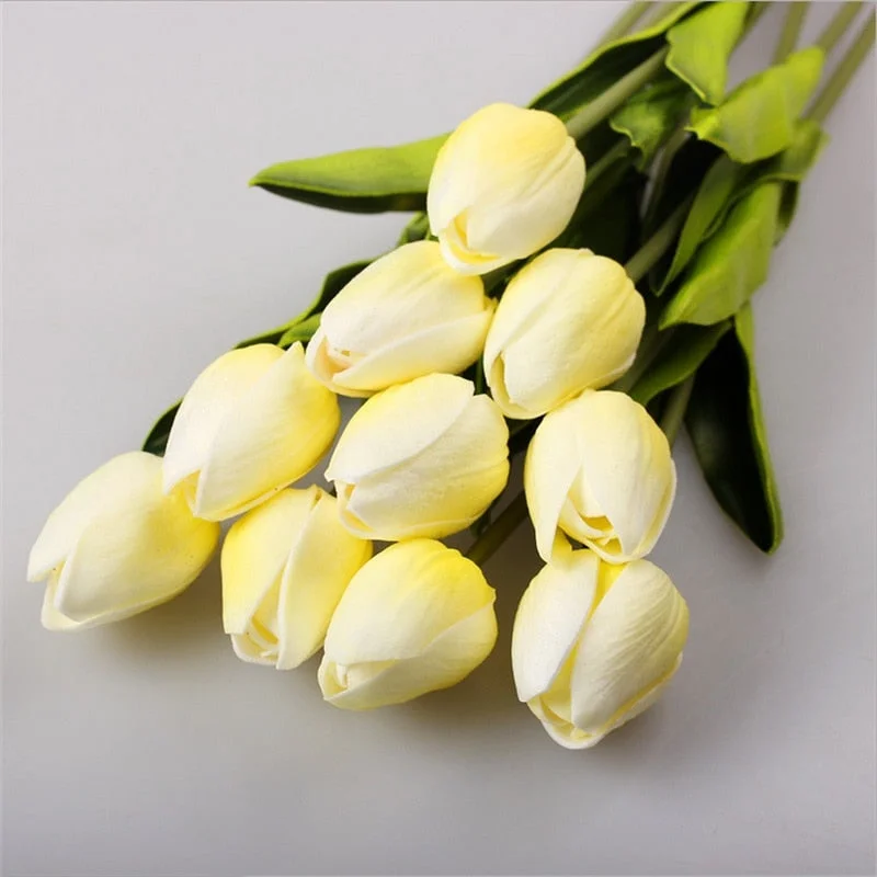 10pcs Beauty Real Touch Flowers Latex Tulips Flower Artificial Bouquet For Home Party Wedding Bridal Bouquet Fake Flower