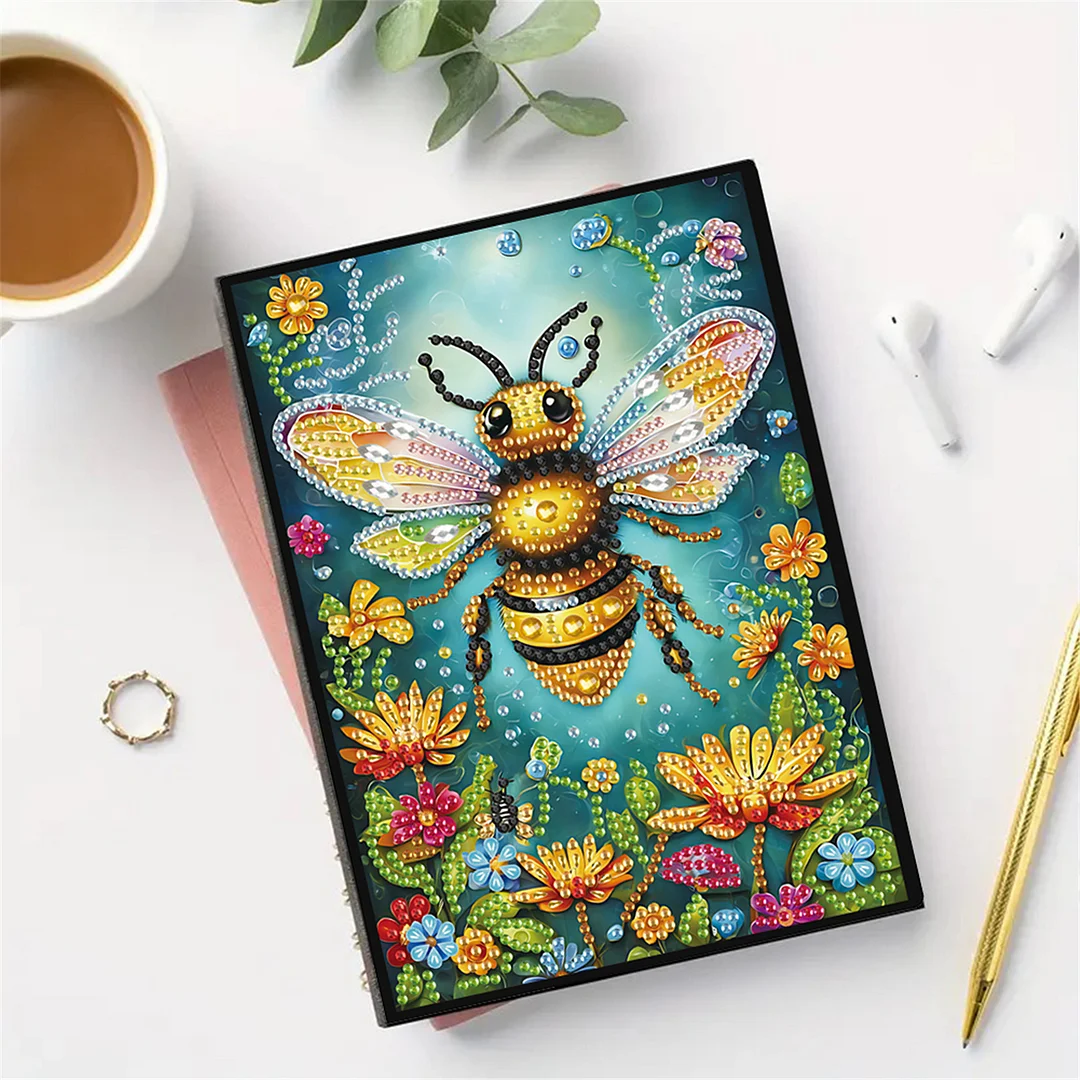 2pcs Bee Partial DIY 50 Pages A5 Diamond Painting Notebook for Study Drawing