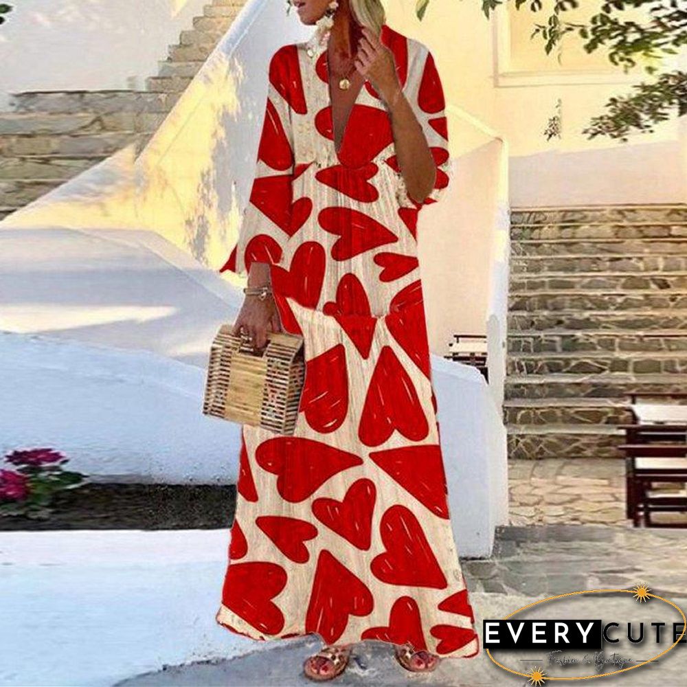 Chic Pattern Mandarin Sleeve Dress