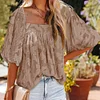Gioiacombo&trade; Top a mezza manica floreale in chiffon solido