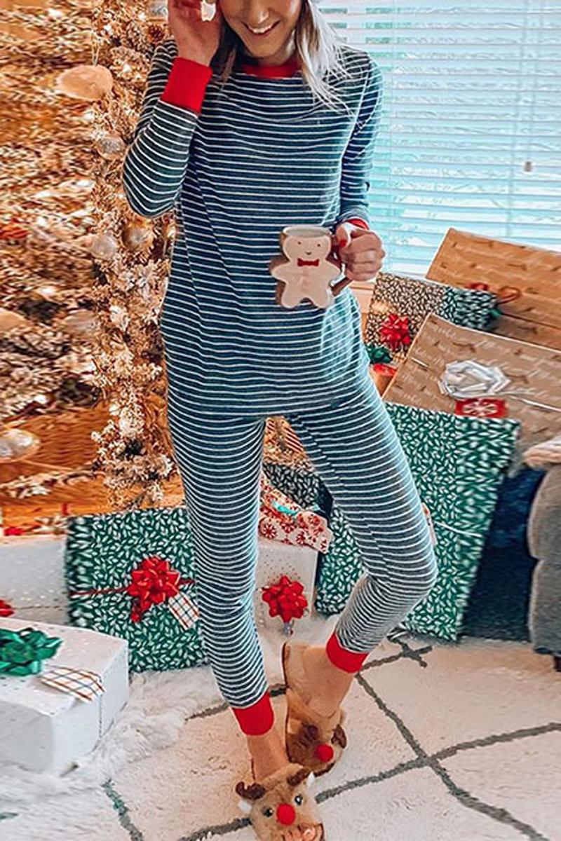 Striped Long Sleeves Christmas Pyjama Sets