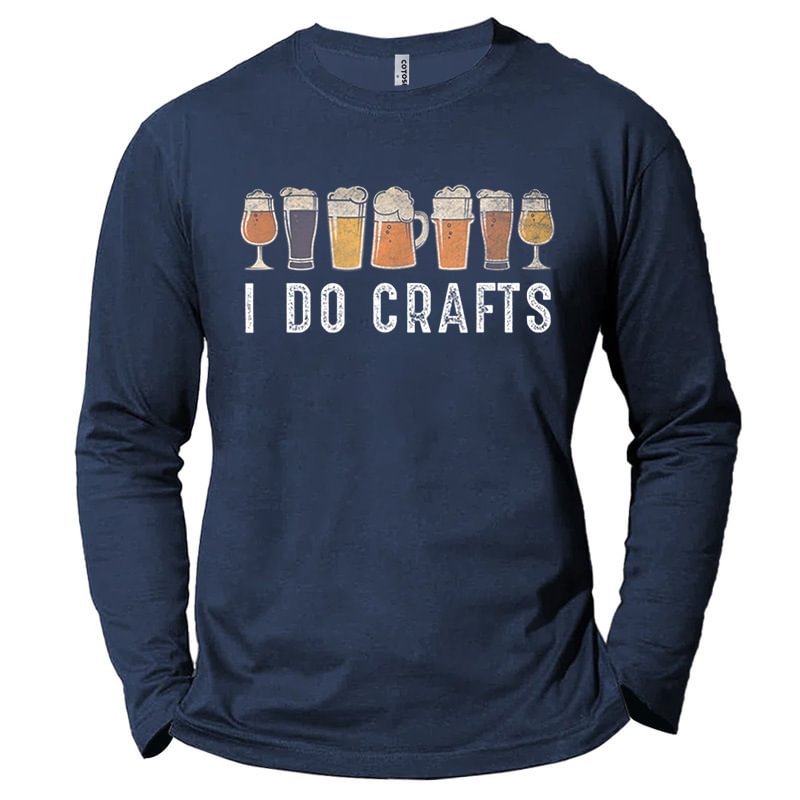 Men's Causal Long Sleeve Beer Print T-shirt 
