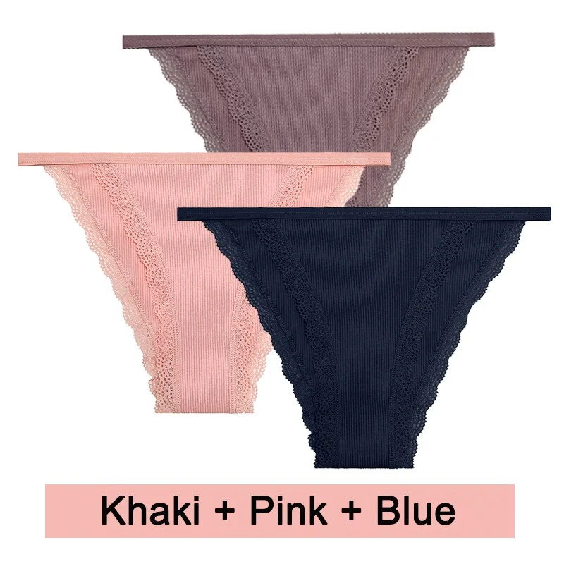 3PCS/Set Lace Women Panties Cotton Underwear Female Lingerie Sexy Panties for Female Intimates Finetoo Ladies Lace Pantys S-XL