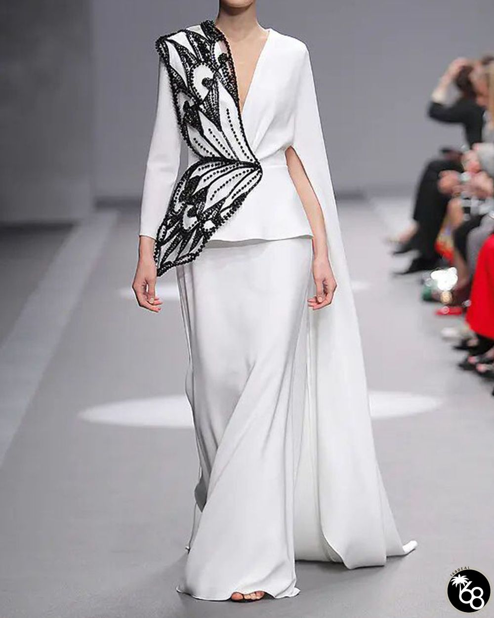 White V-neck Elegant dress | 168DEAL