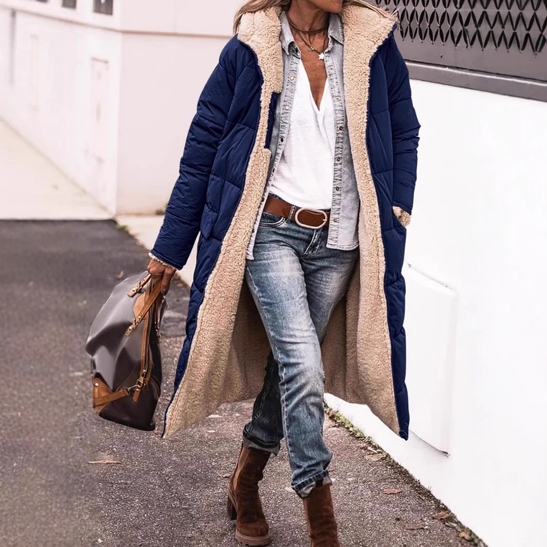 Nigikala Nigikala Women's Cotton Clothes Solid Color Hooded Multi-Color Optional Double-Sided Ladies Warm Thick Coat