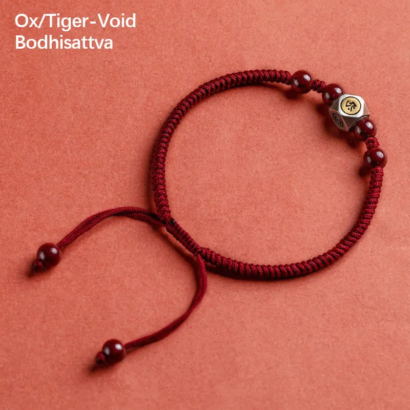 925 Sterling Silver Chinese Zodiac Natal Buddha Cinnabar Calm Bracelet