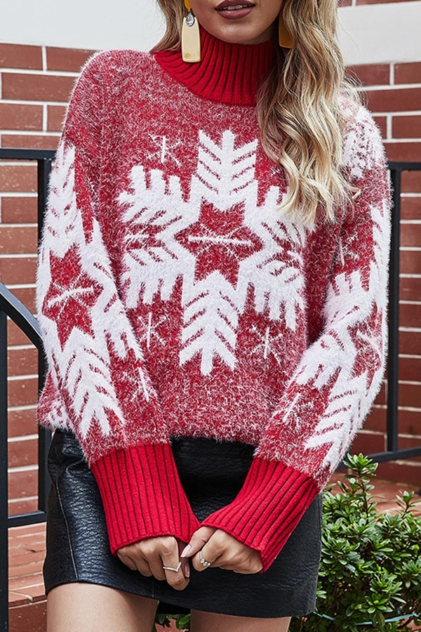 Sweet Snowflake High Neck Sweater