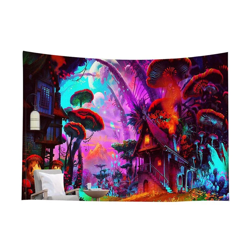 Mushroom Psychedelic Tapestry Poster Wall Hanging Room Decoration Bedroom Hippie Decor Nordic Art Wall Hanging Cloth