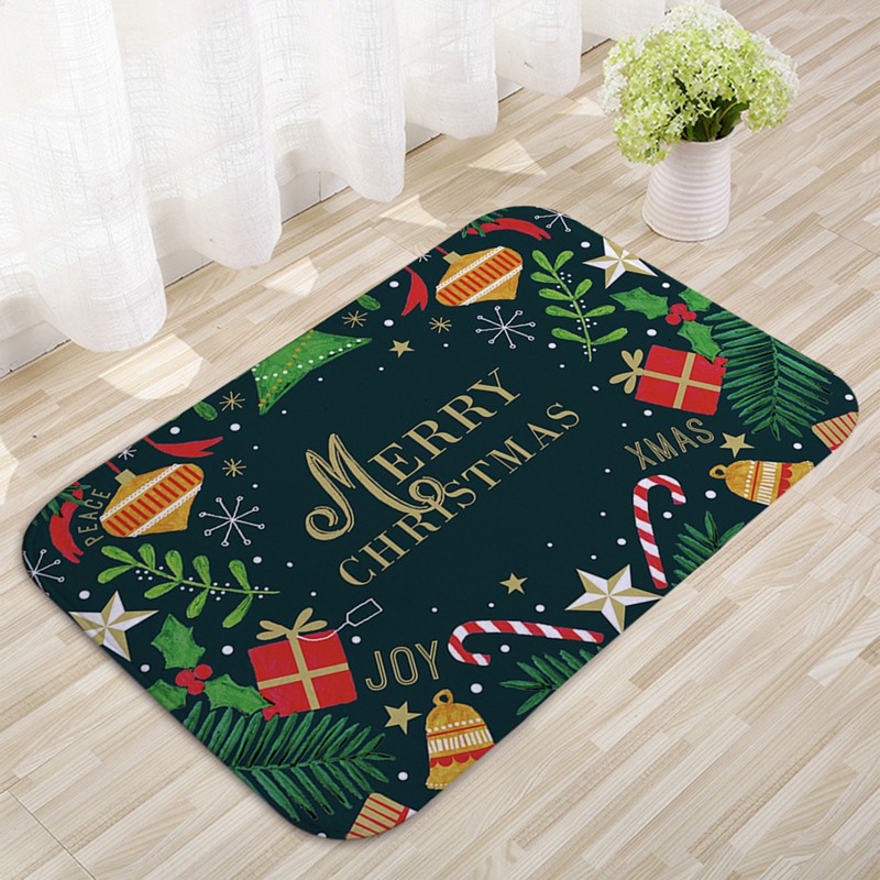 Tegooe Christmas Pattern Entry Mat - Non-Slip IndoorOutdoor Festive Doormat