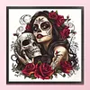 Sugar Skull Lady Full 11CT 3 Strands Stamped Needlework Embroidery Kit 17.71x17.71inch Embroidery Needlepoint Starter Kits Cross Stitch Art and Crafts Kits for Beginners Adults Home Decor tapestrymarket