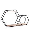 10"x17" | 2-Tier Hexagon Floating Shelf, Dessert Display Stand With Black Double Geometric Design