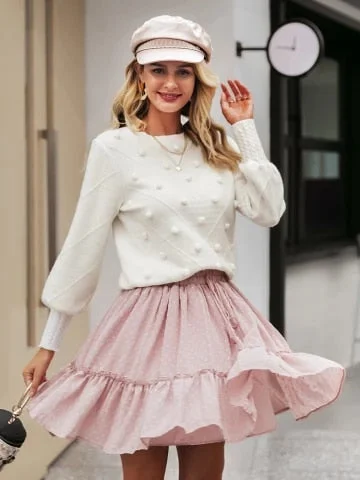pornhint Pornhint Simplee Elegant fur pompon women sweater Autumn winter lantern sleeve knitted sweater female Streetwear ladies pullover jumper