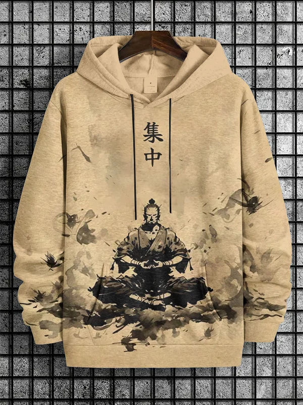 Men's Focusing Attention Ink Art Print Casual Hoodie
