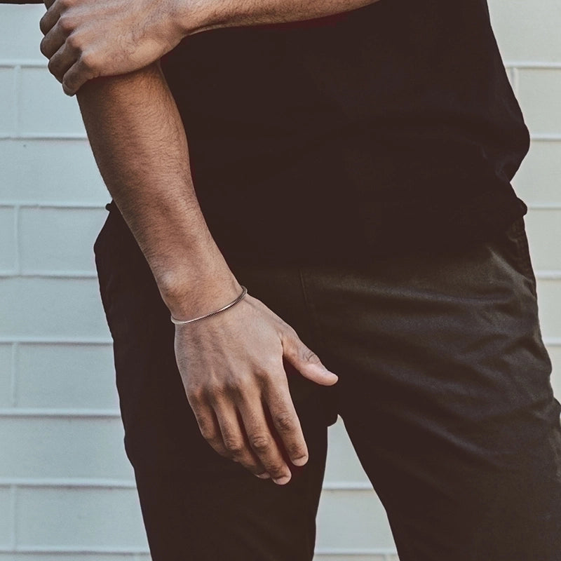 Minimalist Snake Sterling Silver Polishing Plating Chain White Gold Plated Rhodium Plated Silver Plated Bracelets