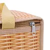 Portable Wicker Rattan Outdoor Camping Picnic Bag Food Container Basket